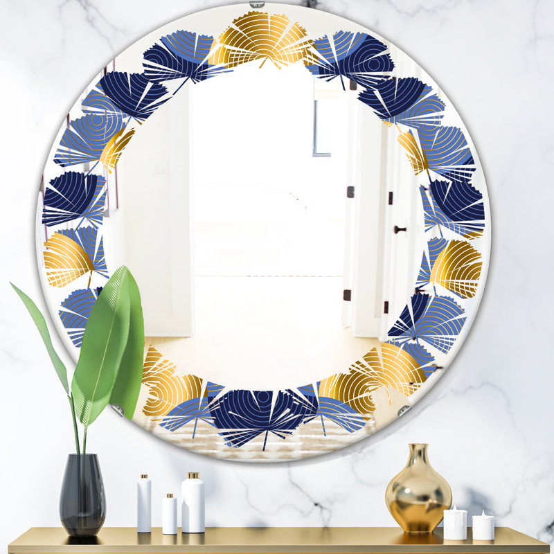 Miroir mural Coastal, H 31,5 po x l 31,5 po, Feuilles de luxe vagues