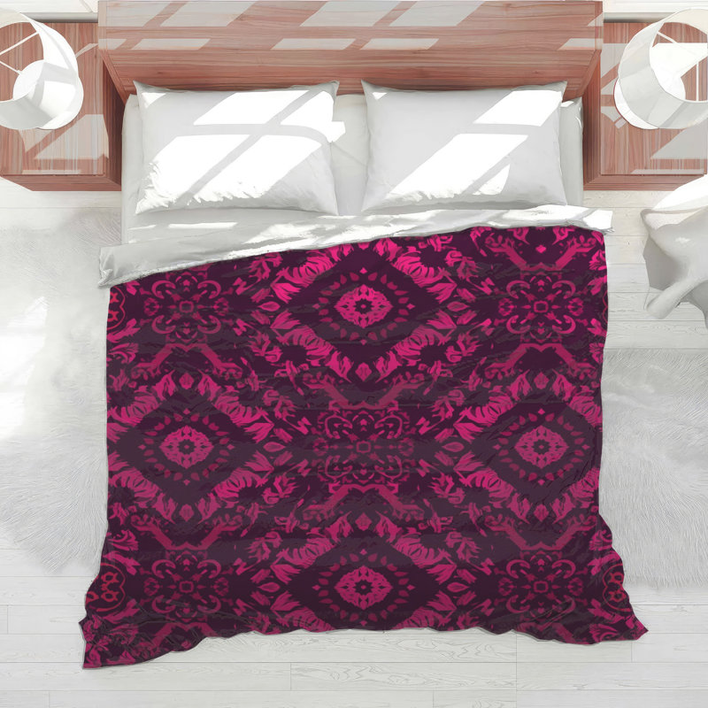 Pink Ornate Damask Comforter, Twin Extra Long