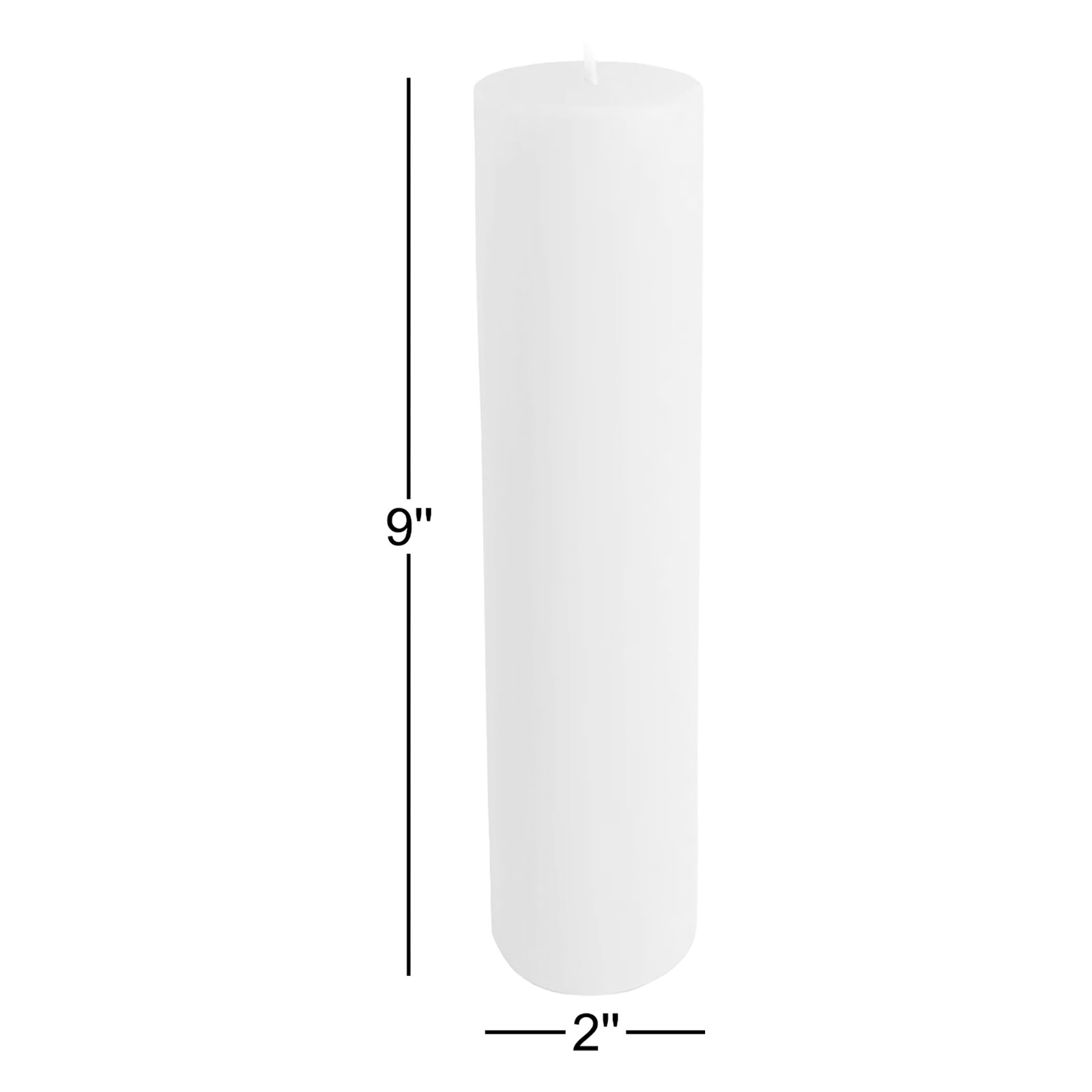 Oliva Unscented Pillar Candle, 12, White, 9" H x 2" W x 2" D