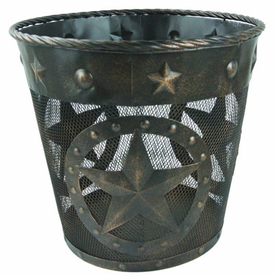 Metal Western Wastebasket Star Design Copper Finish