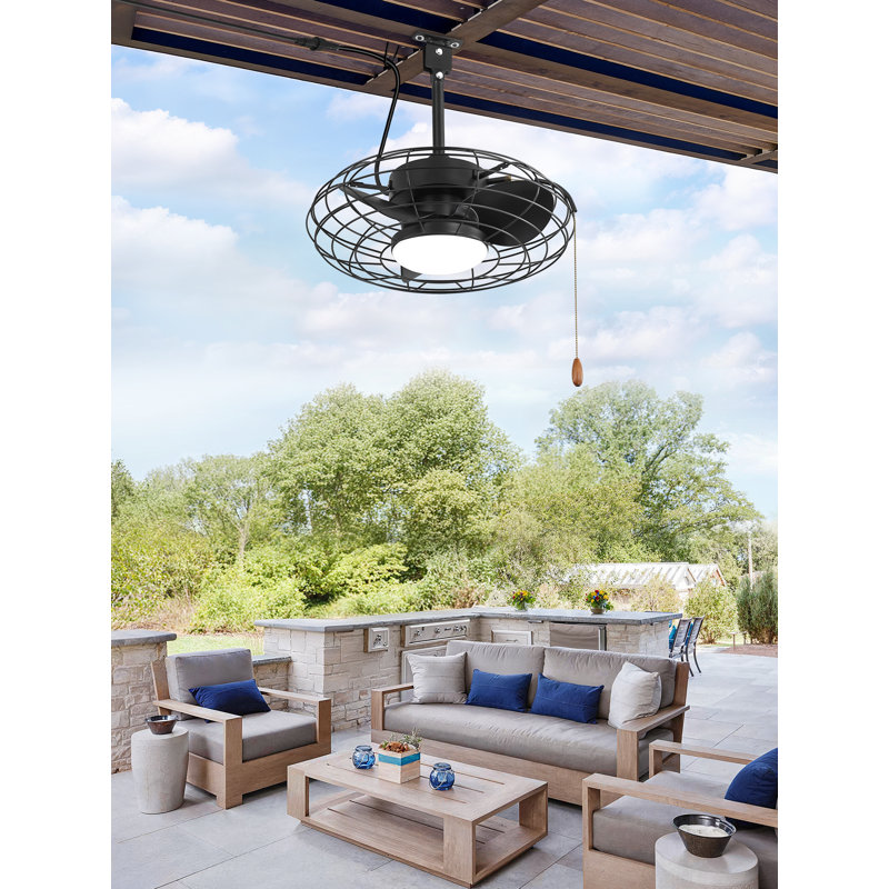  Ventilateur de plafond d'extérieur humide encastrable moderne 18 po avec lumière et télécommande Cissline pour patio et pavillon de jardin