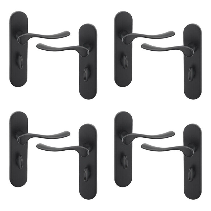 4 Piece Door Handle Set, Black