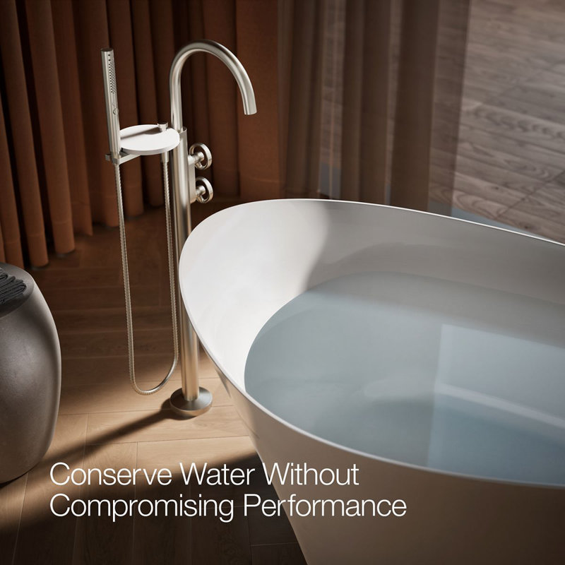 Components Floor-Mount Bath Filler Trim, Vibrant Brushed Nickel, Wheel Handle