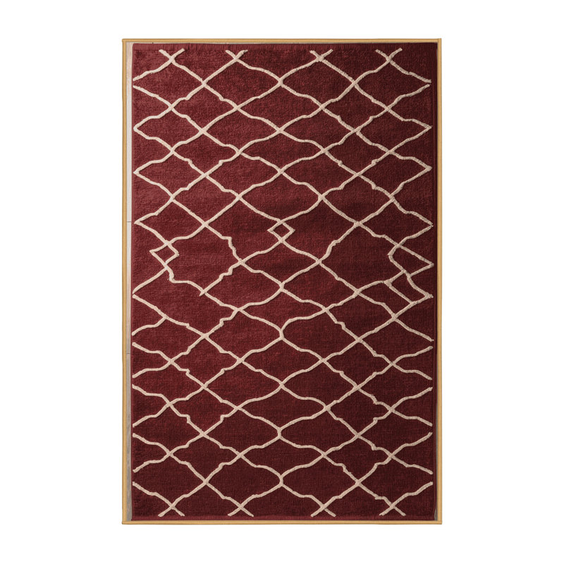 Tapis brun treillis lavable à la machine, Rectangle 5 pi x 7 pi