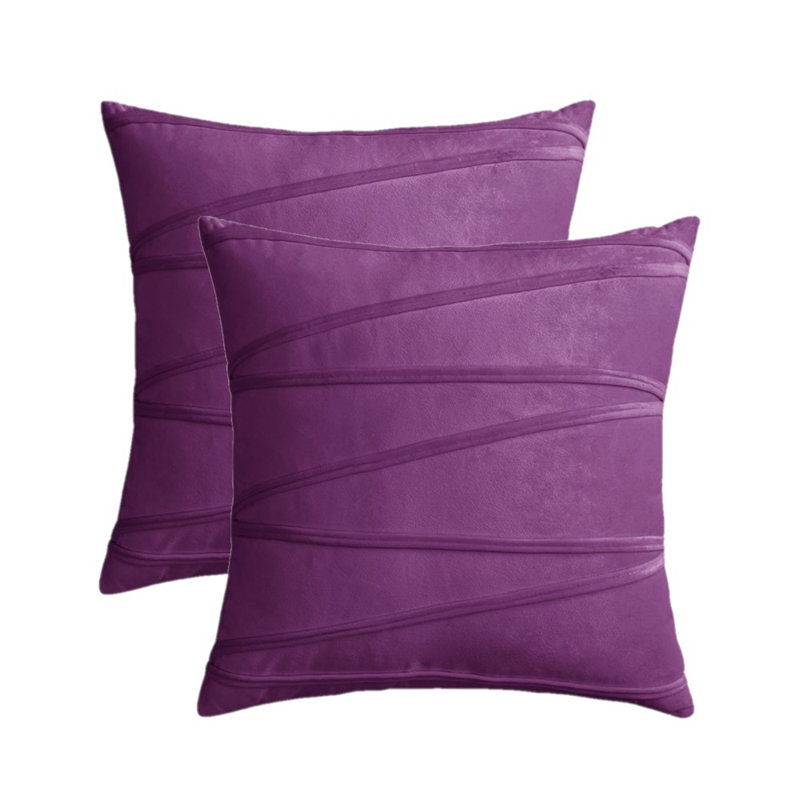 Housses de coussins carrés en velours Throw Cross Lines, 20 po x 20 po, Mauve