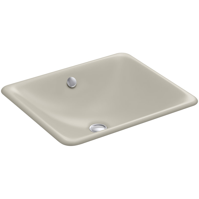 Iron Plains Metal Rectangular Undermount Bathroom Sink with Overflow, Sandbar