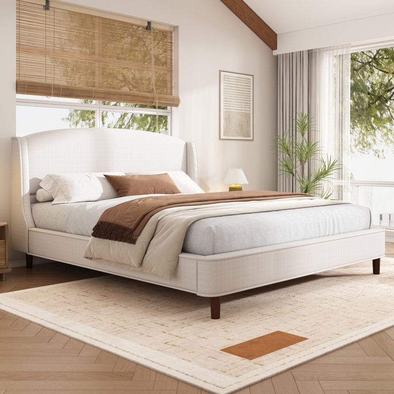 Warrick King Size Upholstered Platform Bed Frame with Wingback Headboard | No Box Spring Needed, California King