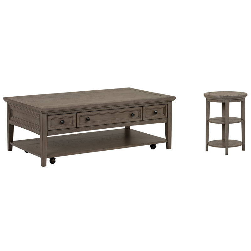 Holton Rectangular Caster Cocktail Table With Accent End Table, 2 Pieces: Coffee Table, End Table