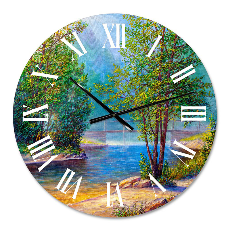 Green Trees By The Riverside - Horloge murale traditionnelle, Moyen