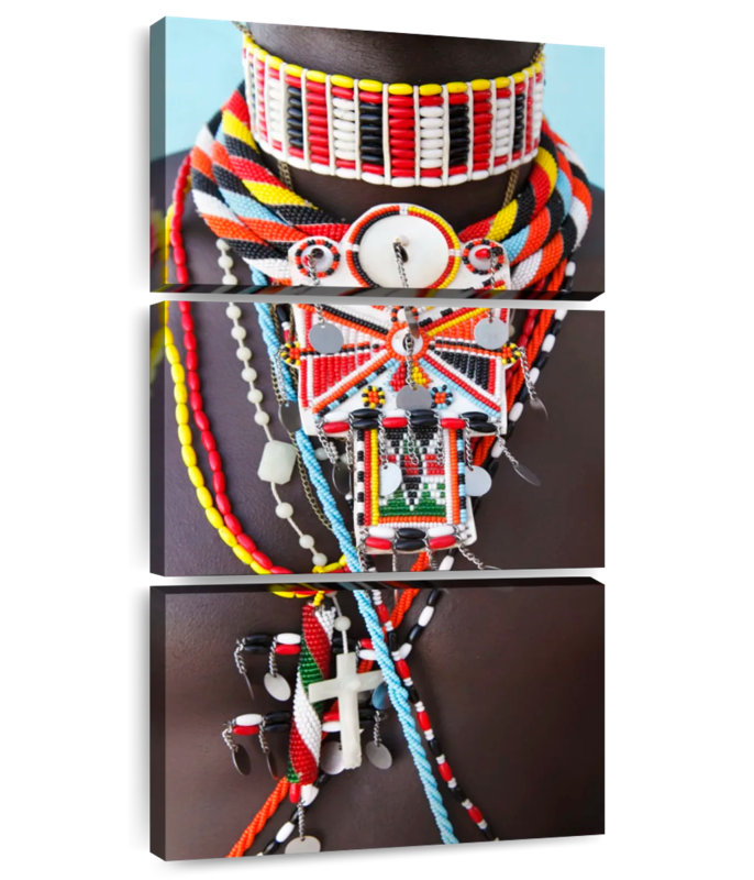 Collier de perles Masai, H 27 po x l 12 po