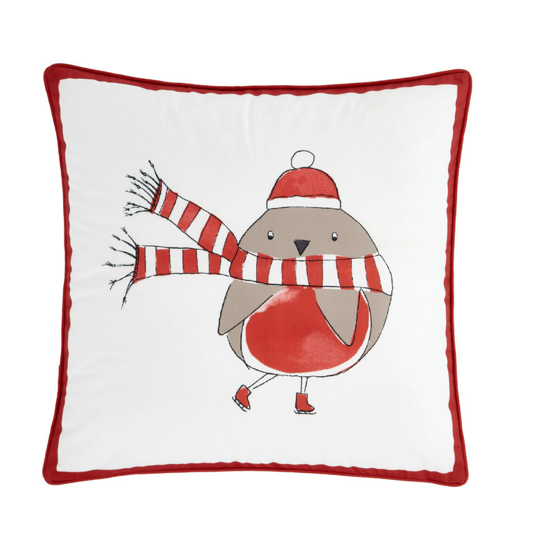 Christmas Robins Large Scatter Cushion With Filling