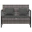 Banc de patio 2 places avec coussins en rotin de polyester-1289335701
