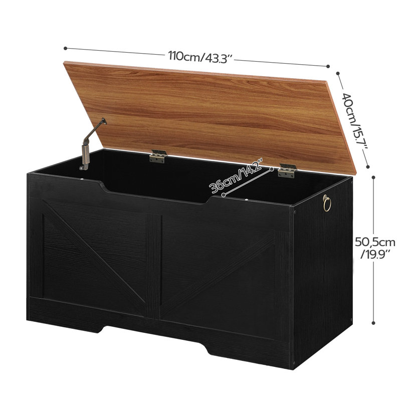 Banc de rangement l 39,4 po Lingle, Noir/noyer
