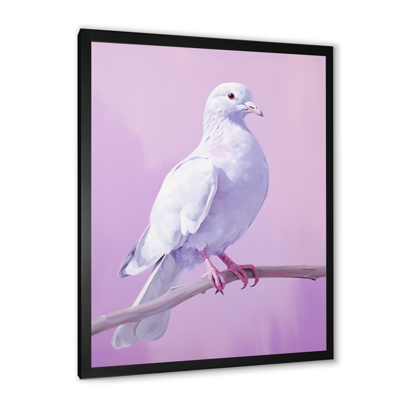 Colombe polie I sur toile, Cadre simple noir, H 32 po x l 16 po x P 1 po