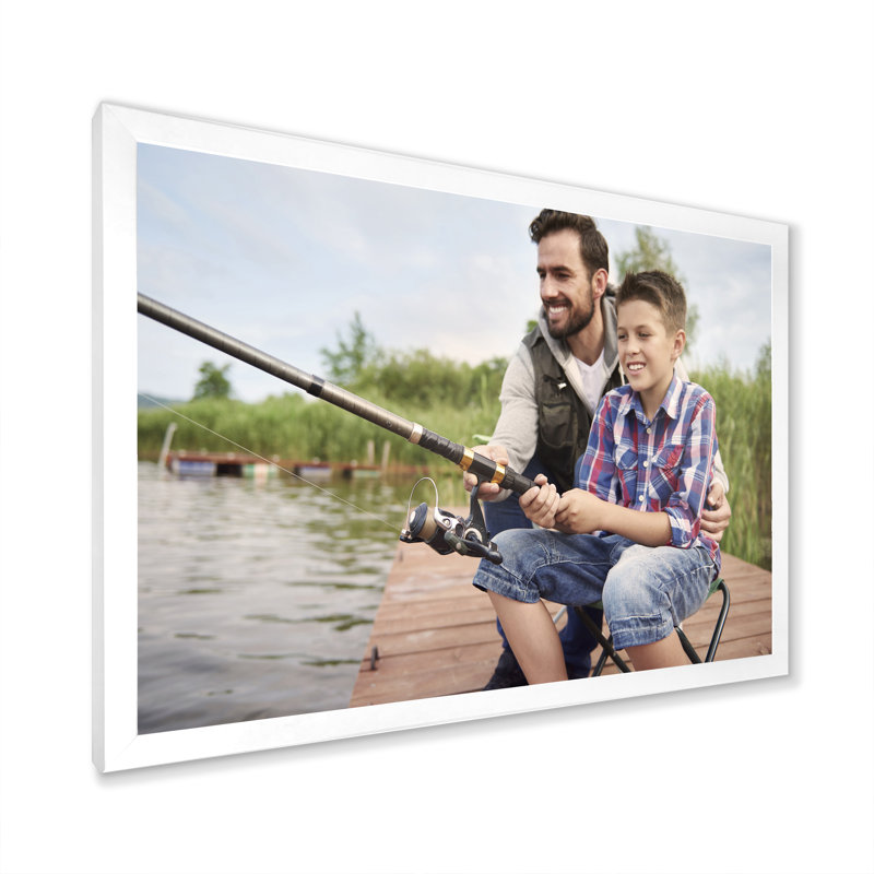 " Hunter S Fishing Pursuit II ", White Single Picture Framed, 16" H x 32" W x 1" D