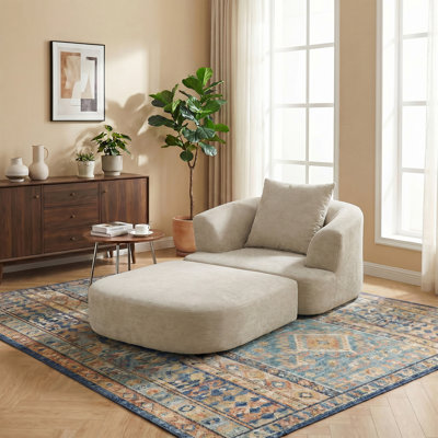 Oversized Upholstered Convertible Accent Barrel Chair