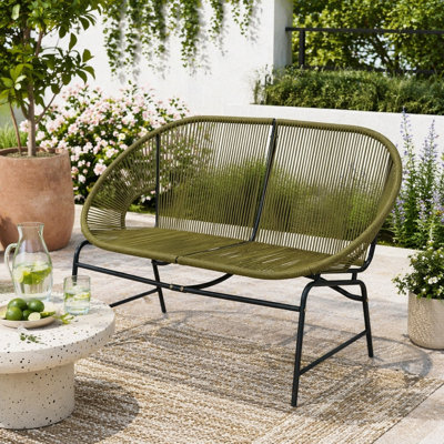 OUTDOOR PATIO WICKER LOVE SEAT