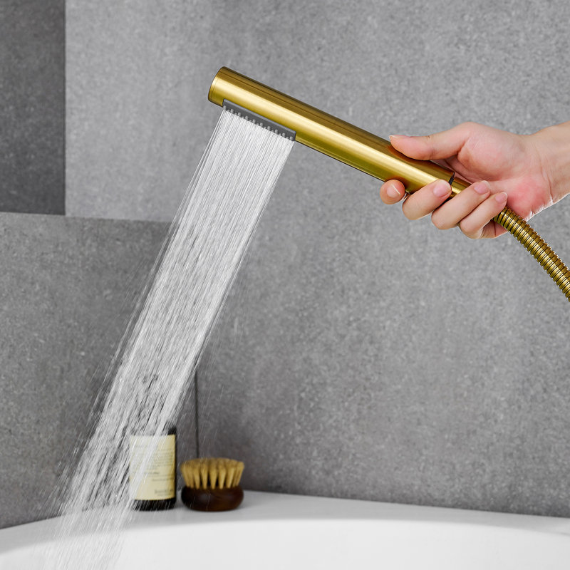 Brushed Gold Stainless Steel Waterfall Tub Faucet Set