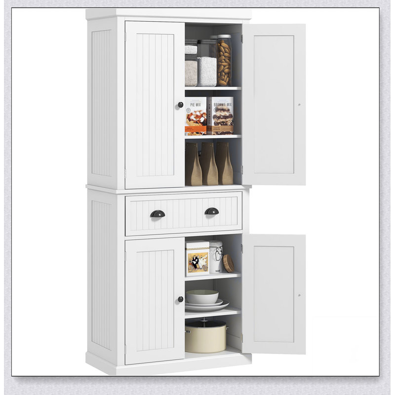 Grand garde-manger 72 po, armoire de rangement haute avec tiroir 72 po, Gris