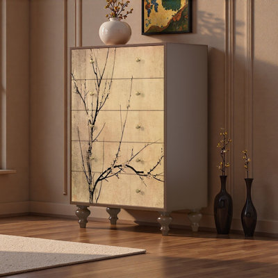 Wabi Sabi Branches Wood 5-Drawer Storage Cabinet