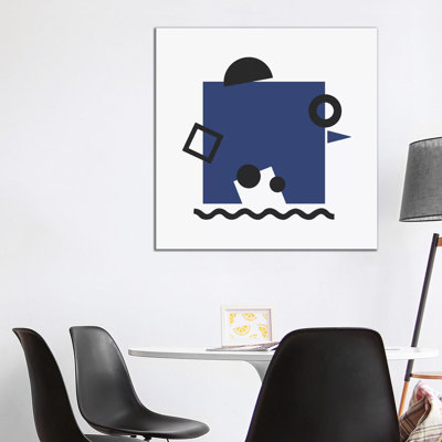 Dark Blue Square 1 Piece Wrapped Canvas Wall Art