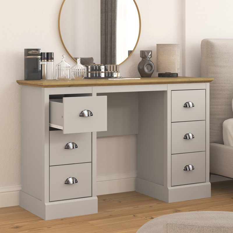 Benniton Dressing Table with 6 Drawers, Light Grey