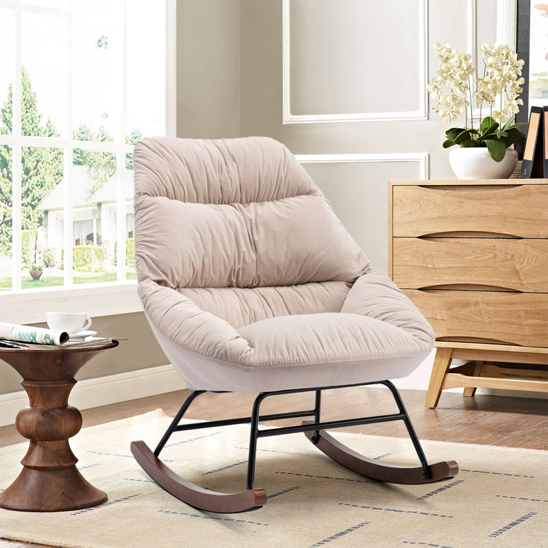 Chaise berçante Ireri, Velours beige