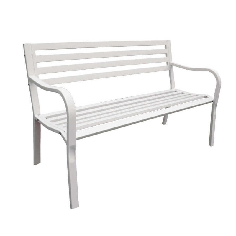 Azuela Powder Coated Steel Outdoor Bench, White