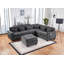 Canapé modulaire en chenille gris l 115 po Trevi avec dossier réglable, ports de chargement, poches, capitonnage, repose-pieds avec rangement, coussins décoratifs