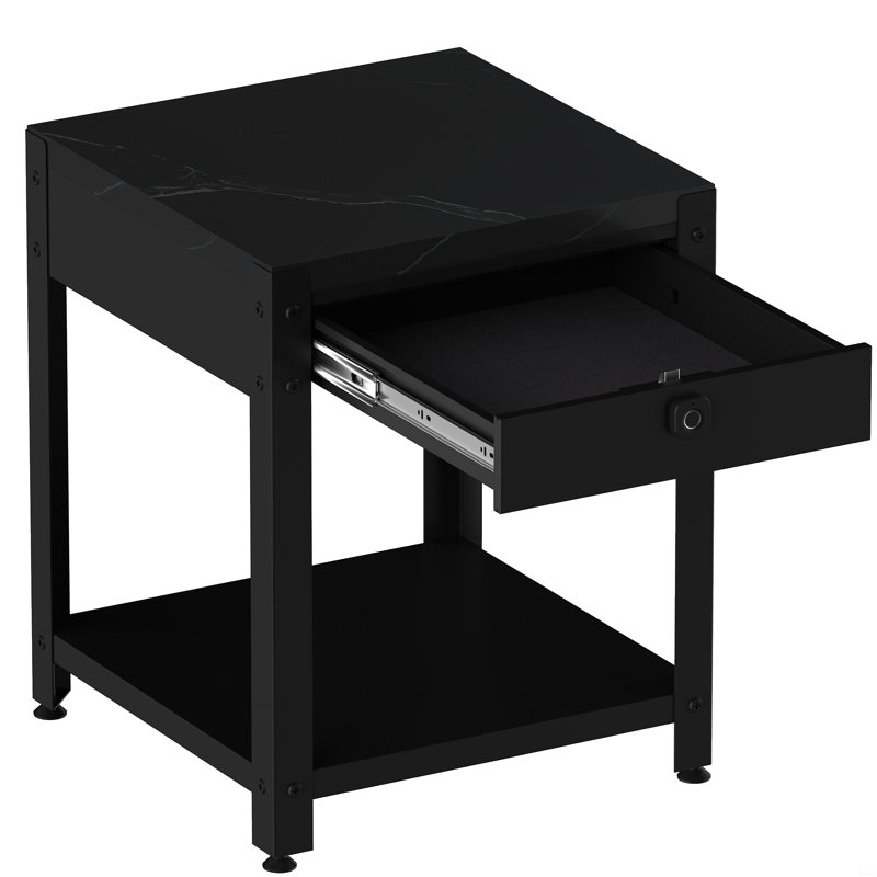 Square Double-Layer Coffee Table With Hidden Compartment And Fingerprint Lock