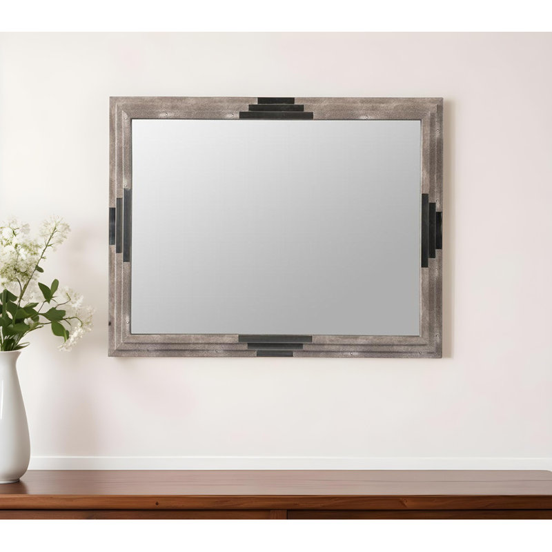 28" Gray Framed Accent Mirror