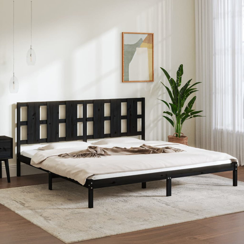 Aqib Solid Wood Bed, Black, Super King (6')