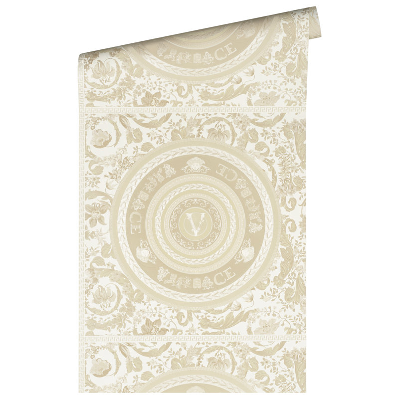 Versace Luminous Ember Unpasted Vinyl Wallpaper, Cream/Tan