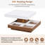 Table basse rotative à 360 ° avec trois plateaux amovibles, table de bout en bois de ferme à 2 niveaux avec rangement pour le salon, blanc, 27,5 po x 27,5 po ON-TREND
