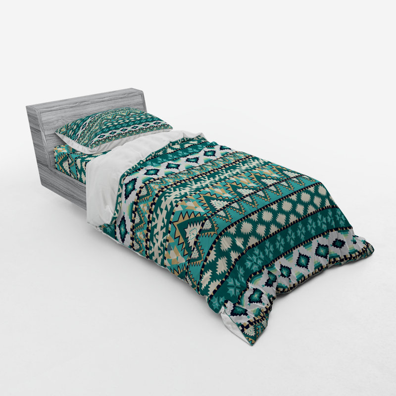 Rustic Polyester Geometric Shapes Duvet Cover, Twin XL Duvet Cover + 2 Additional Pieces