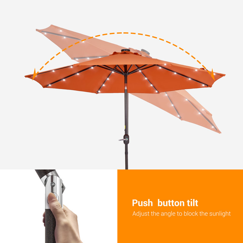 Parasol de marché éclairé 108 po Donza, Orangé