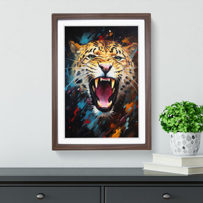 Leopard Action Painting - Single Picture Frame Print on Wood
