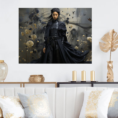 «Dark Fashion Couture Woman», art mural mode en métal MT132018