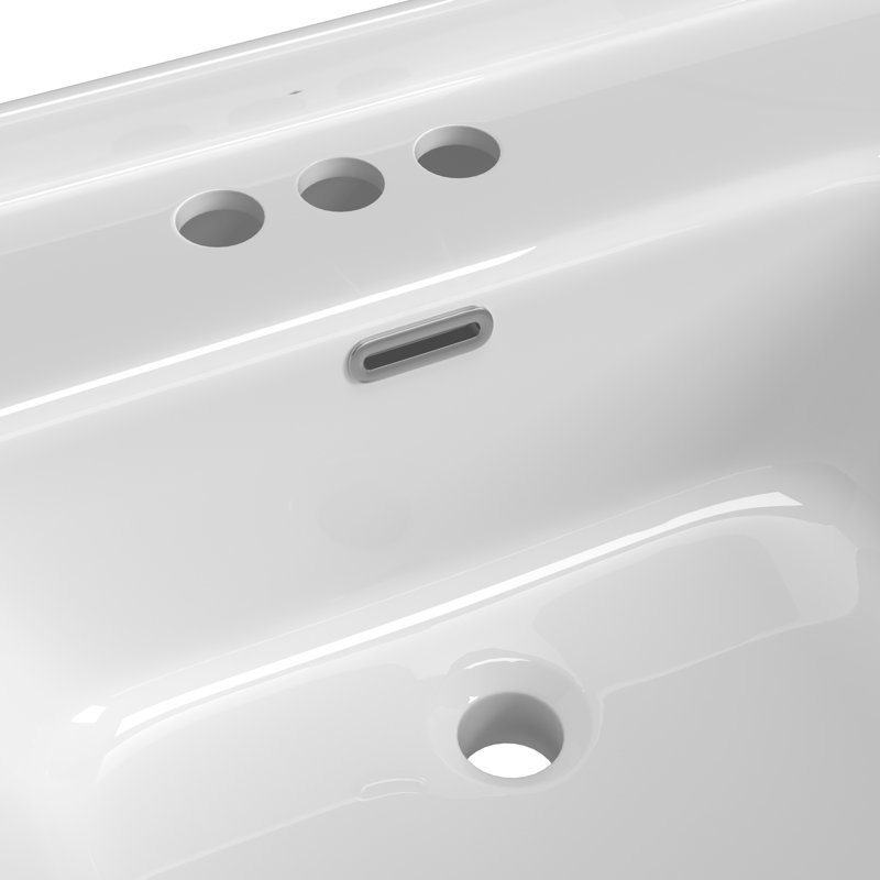 43'' W X 22'' D Single Sink White Vanity Top Solid Surface Rectangular Bathroom Sink Countertop with 1.38in. H Backsplash Basin&Pre-drilled Three Faucet Holes
