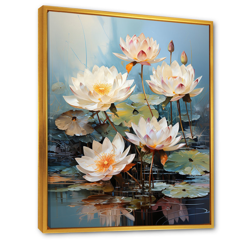 Lotus Dreams Amung The Lily Pads I, H 32 po x l 16 po x P 1 po, Cadre flottant doré
