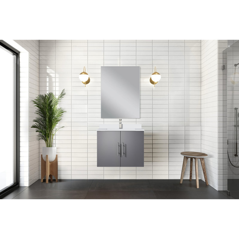 24 po X P 22 po. Meuble-lavabo gris foncé - 18 miroirs avec beaucoup d'espace de rangement pour salle de bain, Gris foncé