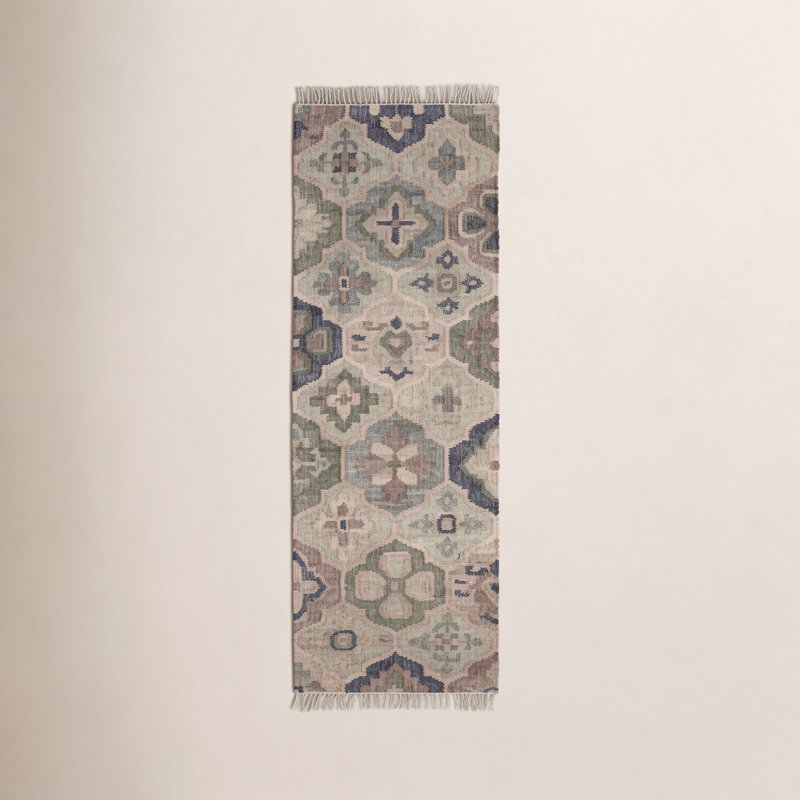 Pali Blue Handwoven Jute Rug, Runner-2.5x8