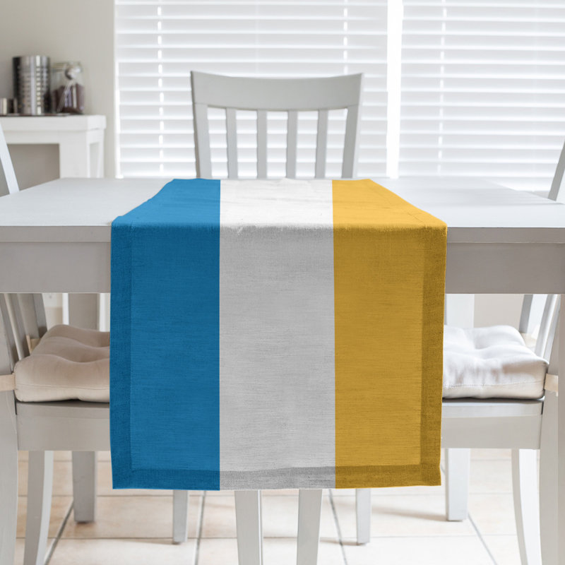 Chemin de table basket Oklahoma City, L 90 po x l 16 po, Bleu / Blanc / Jaune, Polyester sergé