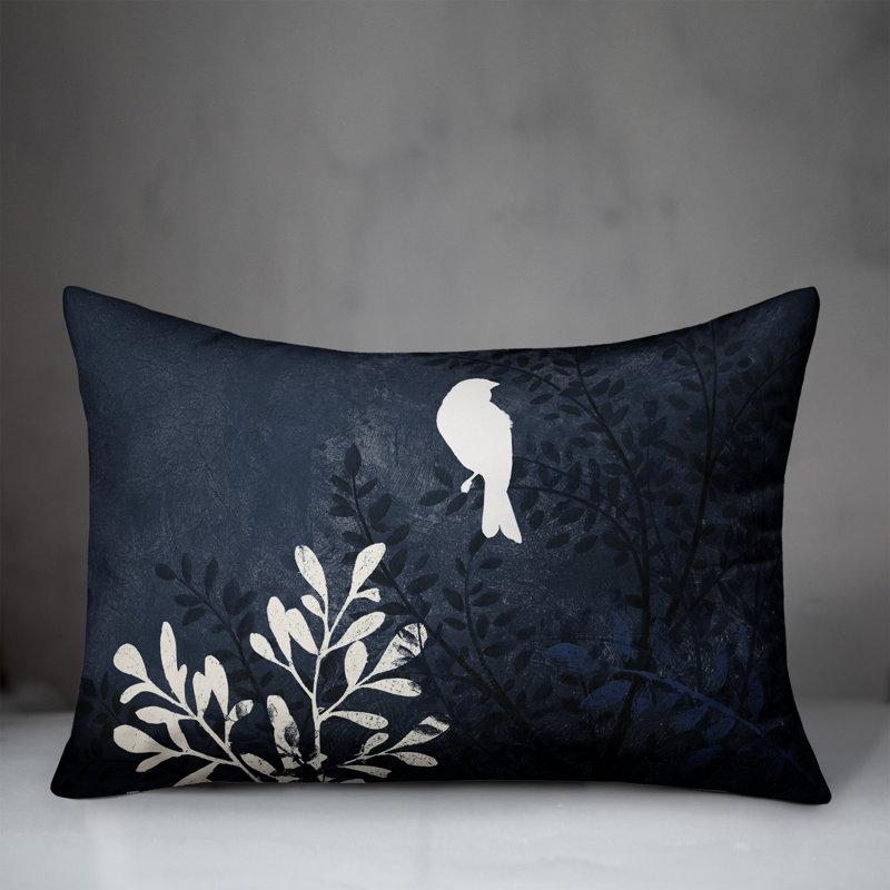  Housse et insert de coussin rectangulaire extérieur Bird on Branch, Bleu