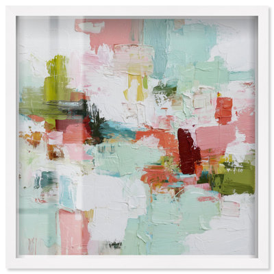 «Happy Jumble I Shadowbox Print Living Room» par Art Remedy, cadre blanc, 17 x 17