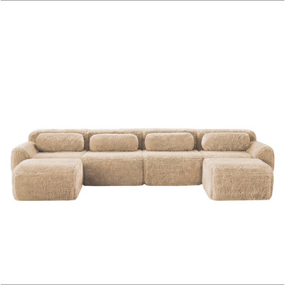 U-shaped Boneless Sofa 32D High Density Sponge Bottom Anti-Slip Design,No Assembly Required Ergonomic Design,Free Combination Full-compression Vacuum Packaging,For Living Rooms