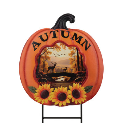 Metal Stake & Wall Decor, Dual-Function Indoor/Outdoor - Pumpkin
