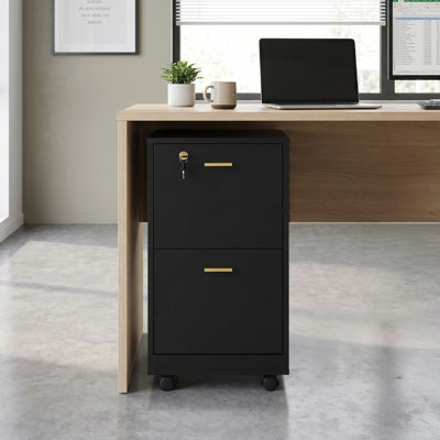 Lockable Engineered Wood 2-Drawer Mobile File Cabinet