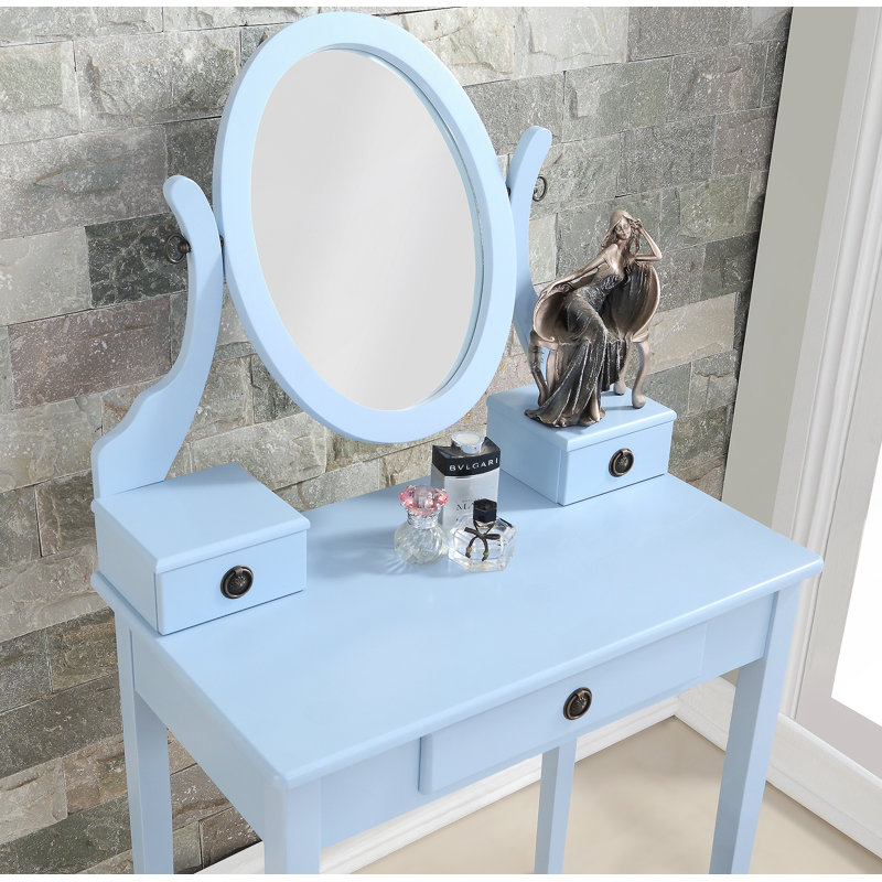 Ensemble coiffeuse et tabouret de maquillage Moniys, Blue