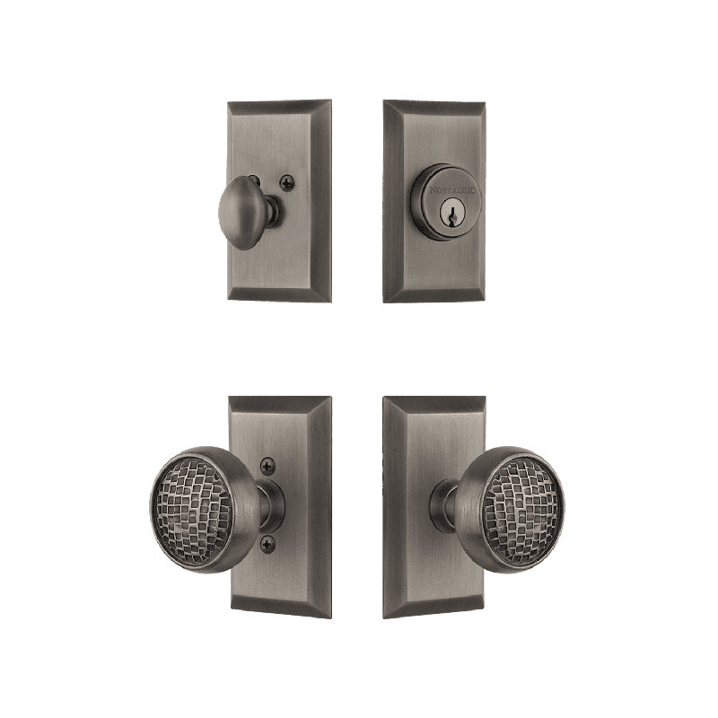 Nostalgic Warehouse Studio Entry Set with Craftsman Knob, Antique Pewter, 2.75